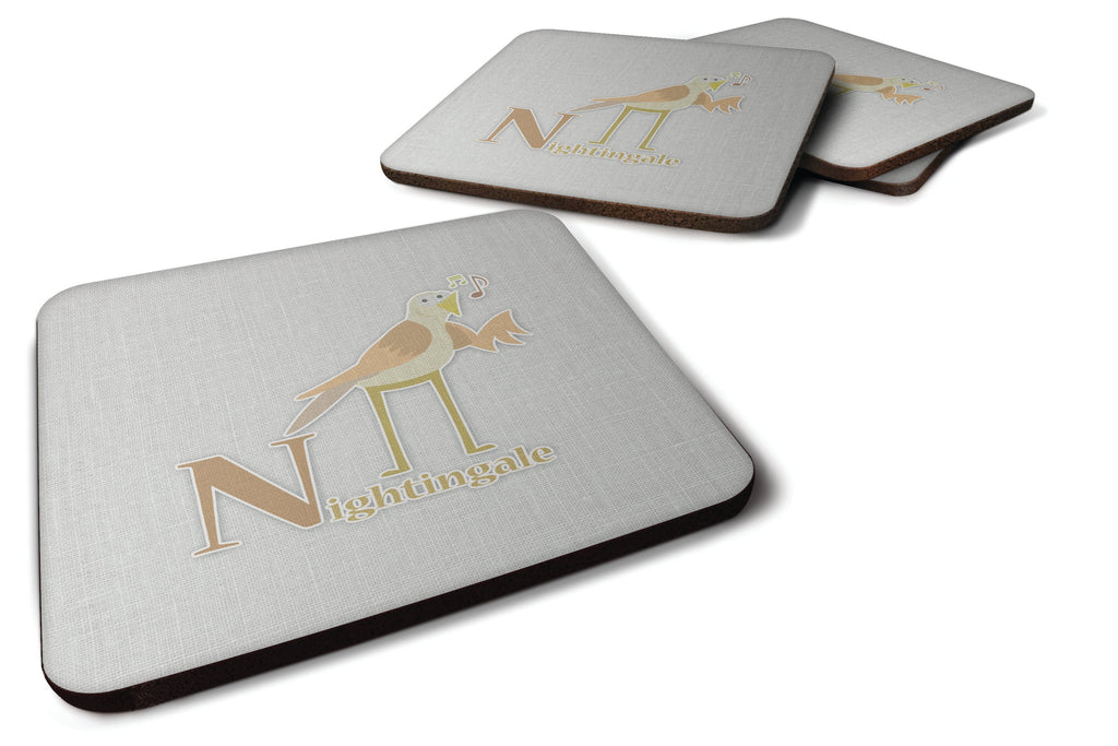 Alphabet N for Nightingale Foam Coasters Set of 4 Cup Coasters for Indoor Outdoor, Tabletop Protection, Anti Slip, Mouse pad Material