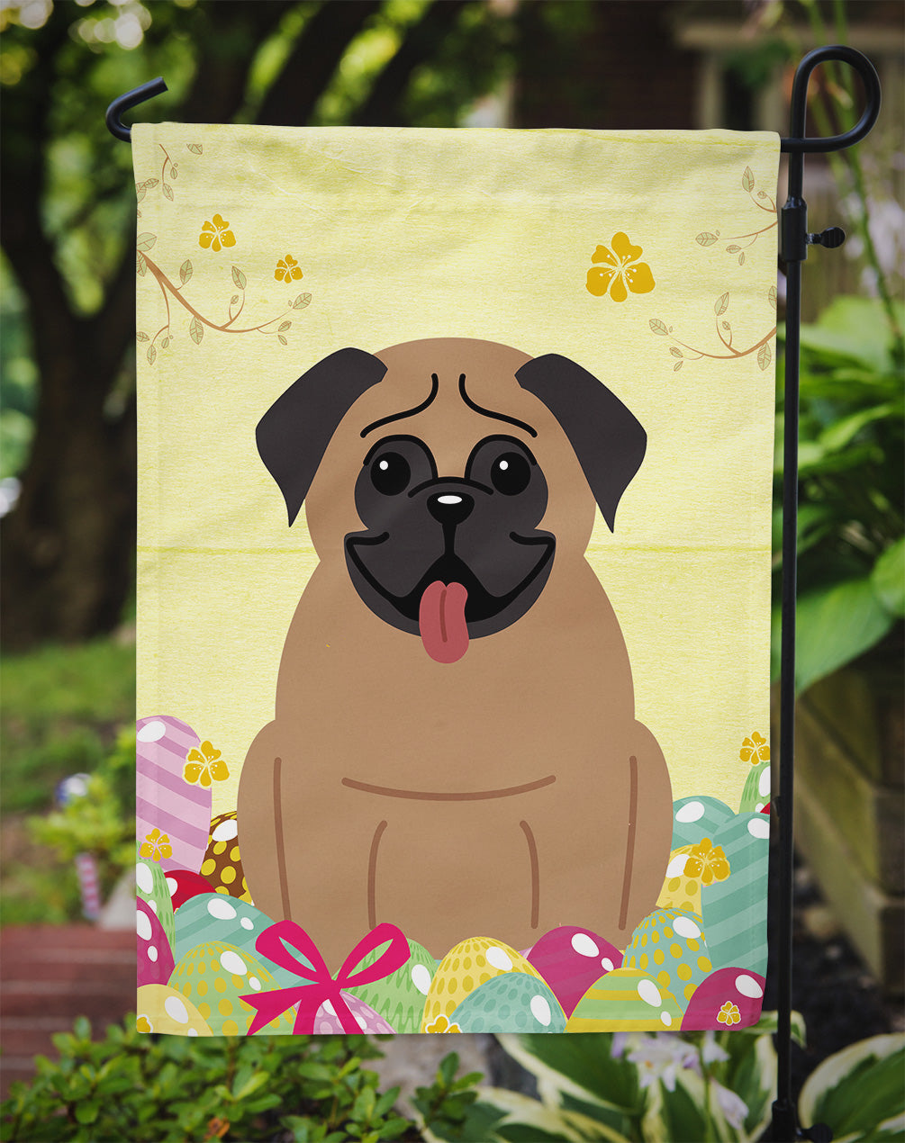 Easter Eggs Pug Brown Garden Flag Mailbox Decorative Yard Banner Outside Patio Artwork for Flower Beds, Garden Size, Multicolor