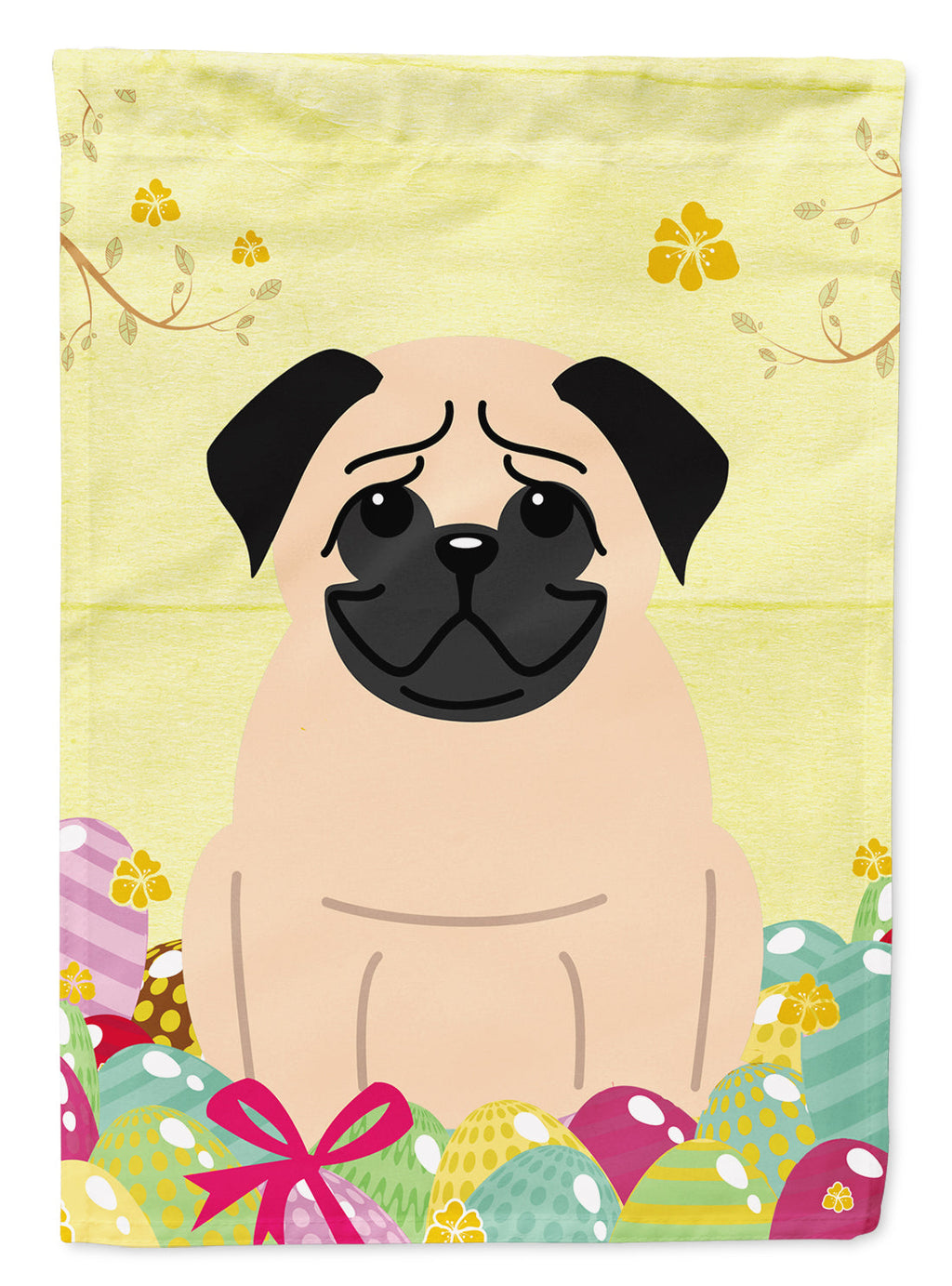 Easter Eggs Pug Fawn Garden Flag Mailbox Decorative Yard Banner Outside Patio Artwork for Flower Beds, Garden Size, Multicolor