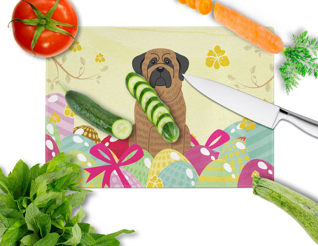 Easter Eggs Mastiff Brindle Cutting Board Tempered Glass Kitchen Cutting Surface, Heat Resistant Chopping, Non-Slip Feet, Food Prep & Serving