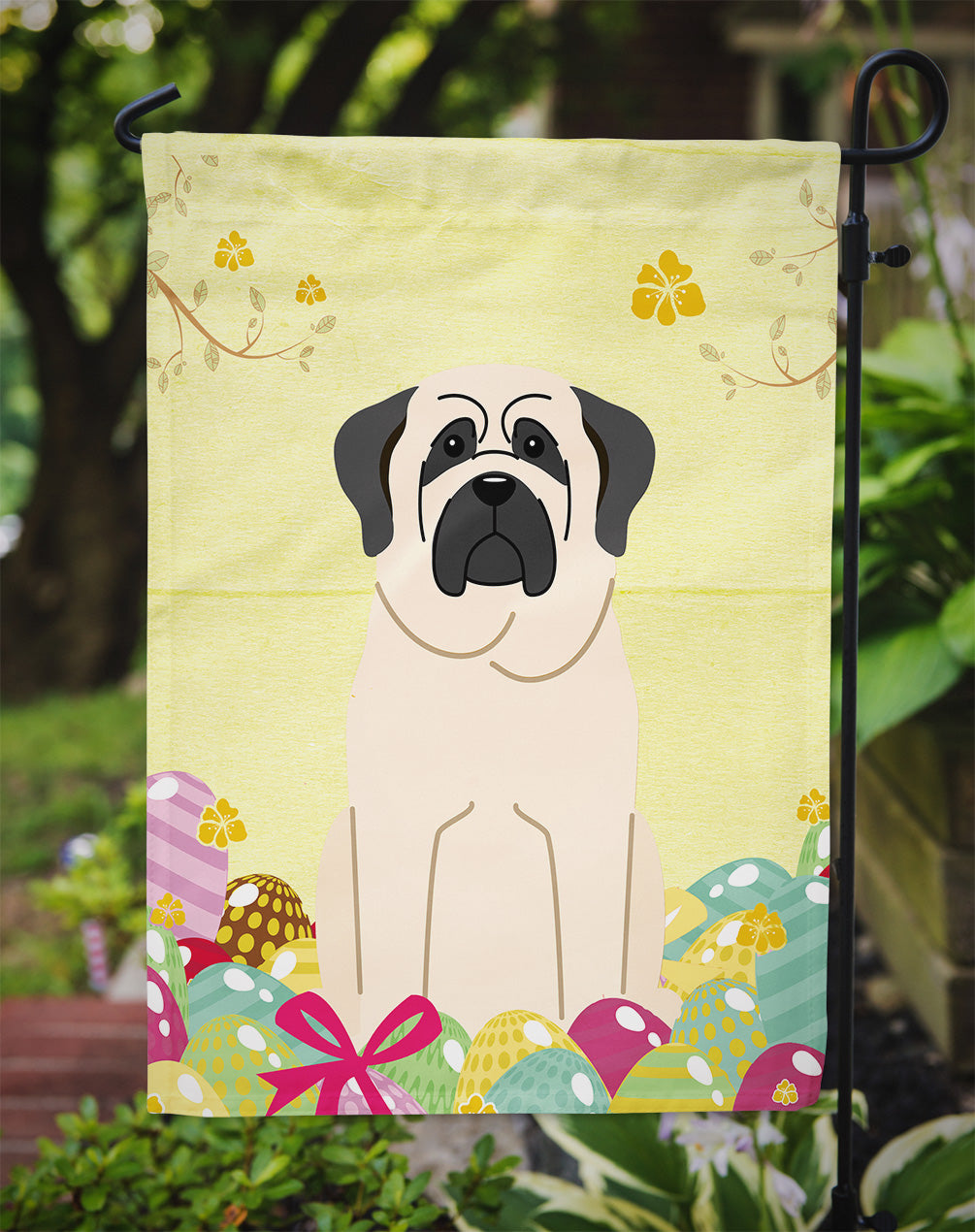 Easter Eggs Mastiff White Garden Flag Mailbox Decorative Yard Banner Outside Patio Artwork for Flower Beds, Garden Size, Multicolor