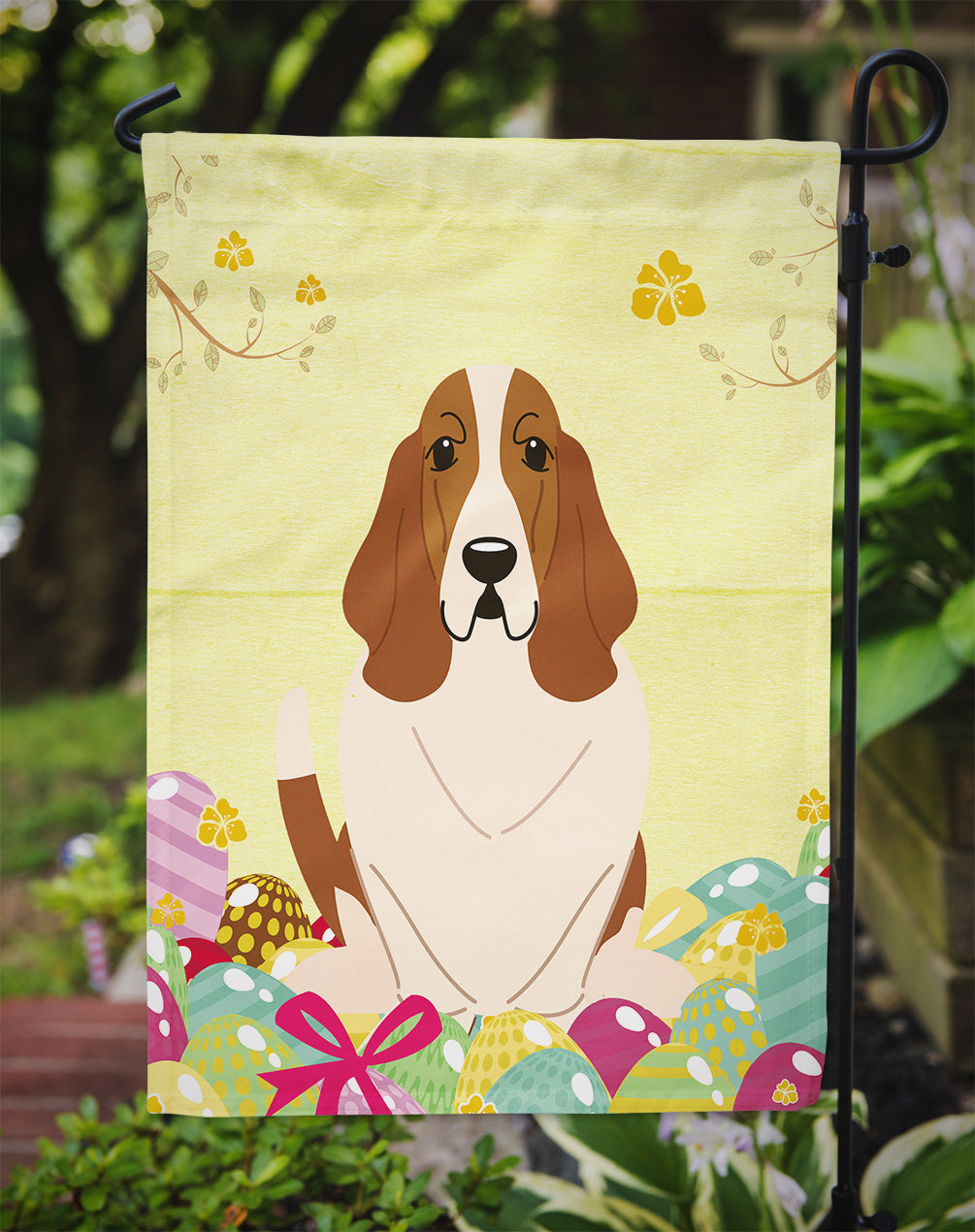 Easter Eggs Basset Hound Garden Flag Mailbox Decorative Yard Banner Outside Patio Artwork for Flower Beds, Garden Size, Multicolor