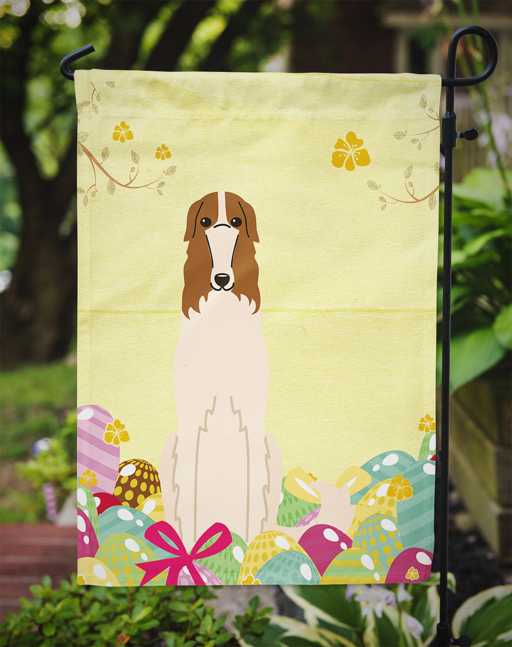 Easter Eggs Borzoi Garden Flag Mailbox Decorative Yard Banner Outside Patio Artwork for Flower Beds, Garden Size, Multicolor