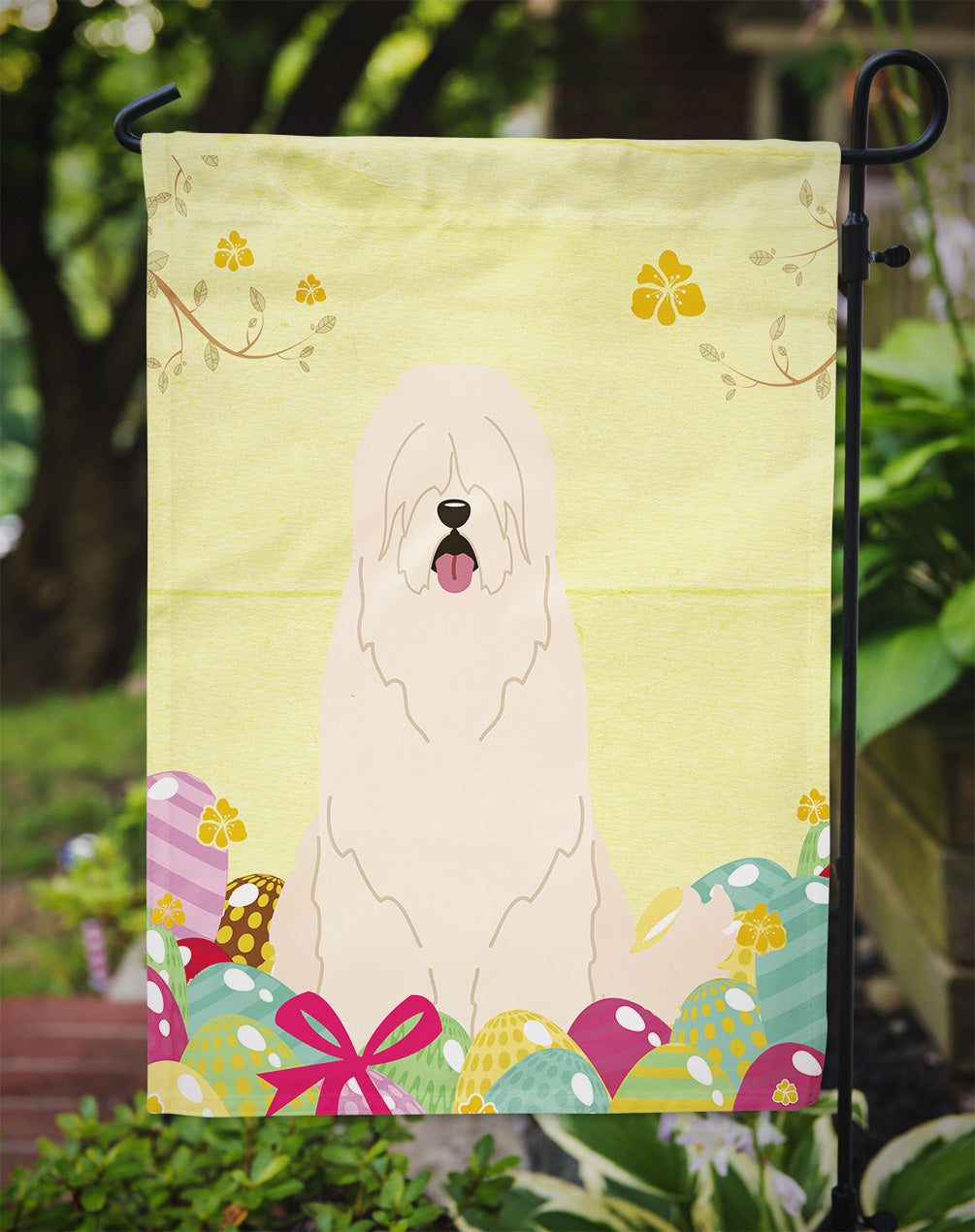 Easter Eggs South Russian Sheepdog Garden Flag Mailbox Decorative Yard Banner Outside Patio Artwork for Flower Beds, Garden Size, Multicolor