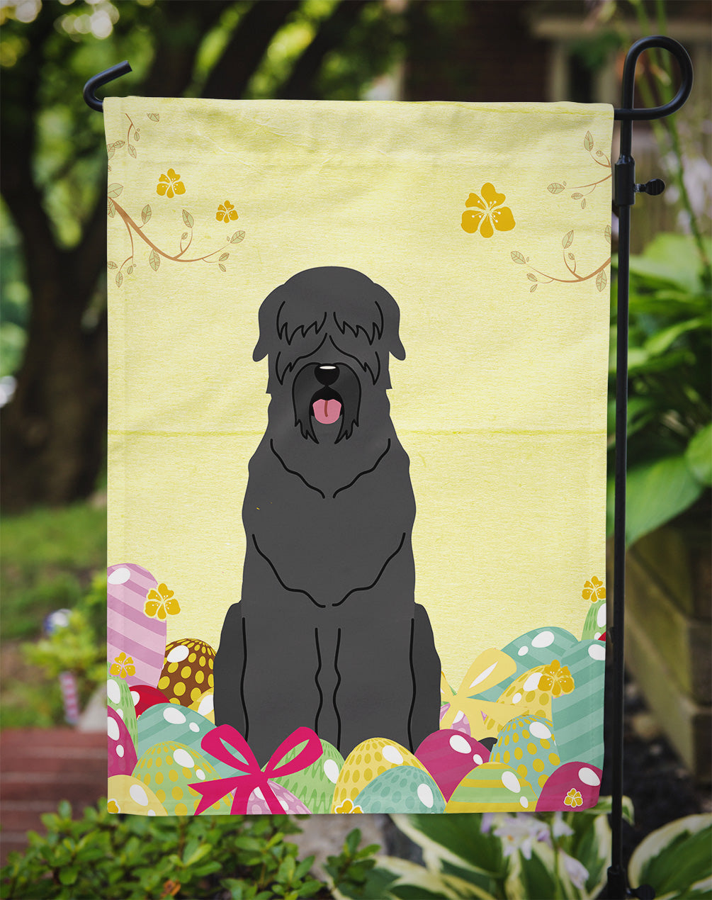 Easter Eggs Black Russian Terrier Garden Flag Mailbox Decorative Yard Banner Outside Patio Artwork for Flower Beds, Garden Size, Multicolor