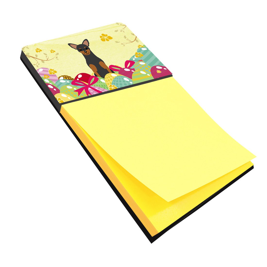 Easter Eggs Manchester Terrier Watercolor Sticky Note Holder Refillable Dispenser Desk Accessory 3x3 Pad Gift