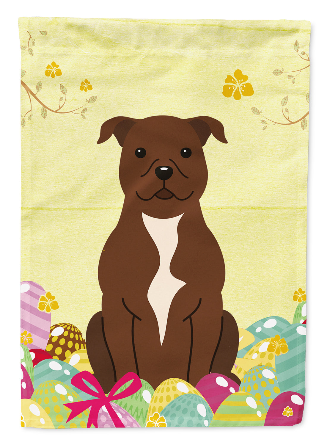 Easter Eggs Staffordshire Bull Terrier Chocolate Garden Flag Mailbox Decorative Yard Banner Outside Patio Artwork for Flower Beds, Garden Size, Multicolor