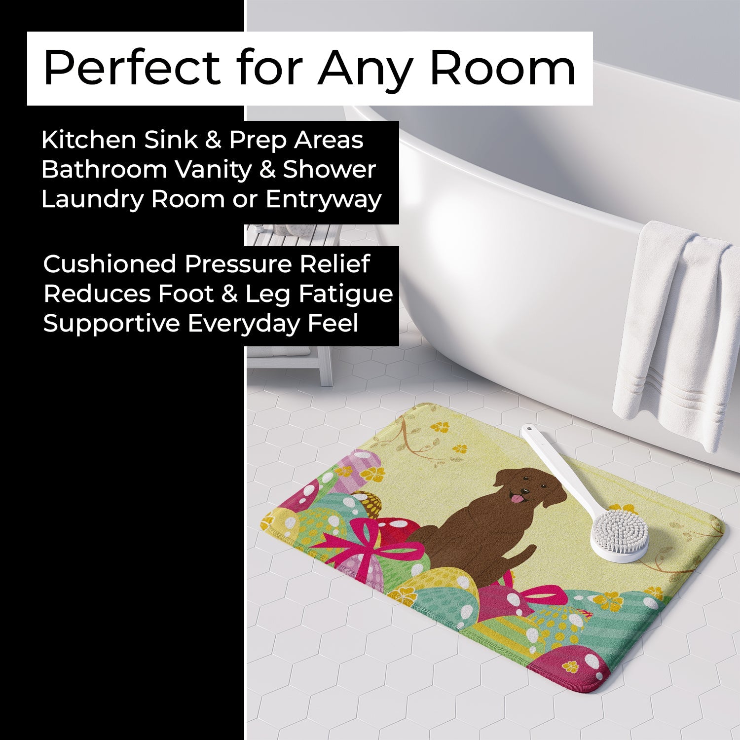 Easter Eggs Chocolate Labrador Memory Foam Kitchen Mat Machine Washable Anti-Fatigue Cushion Comfort Bath or Kitchen Rug