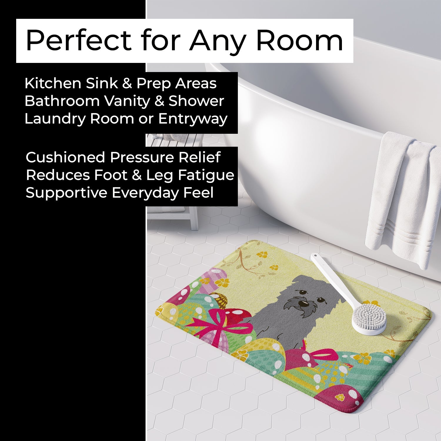 Easter Eggs Glen of Imal Grey Memory Foam Kitchen Mat Machine Washable Anti-Fatigue Cushion Comfort Bath or Kitchen Rug