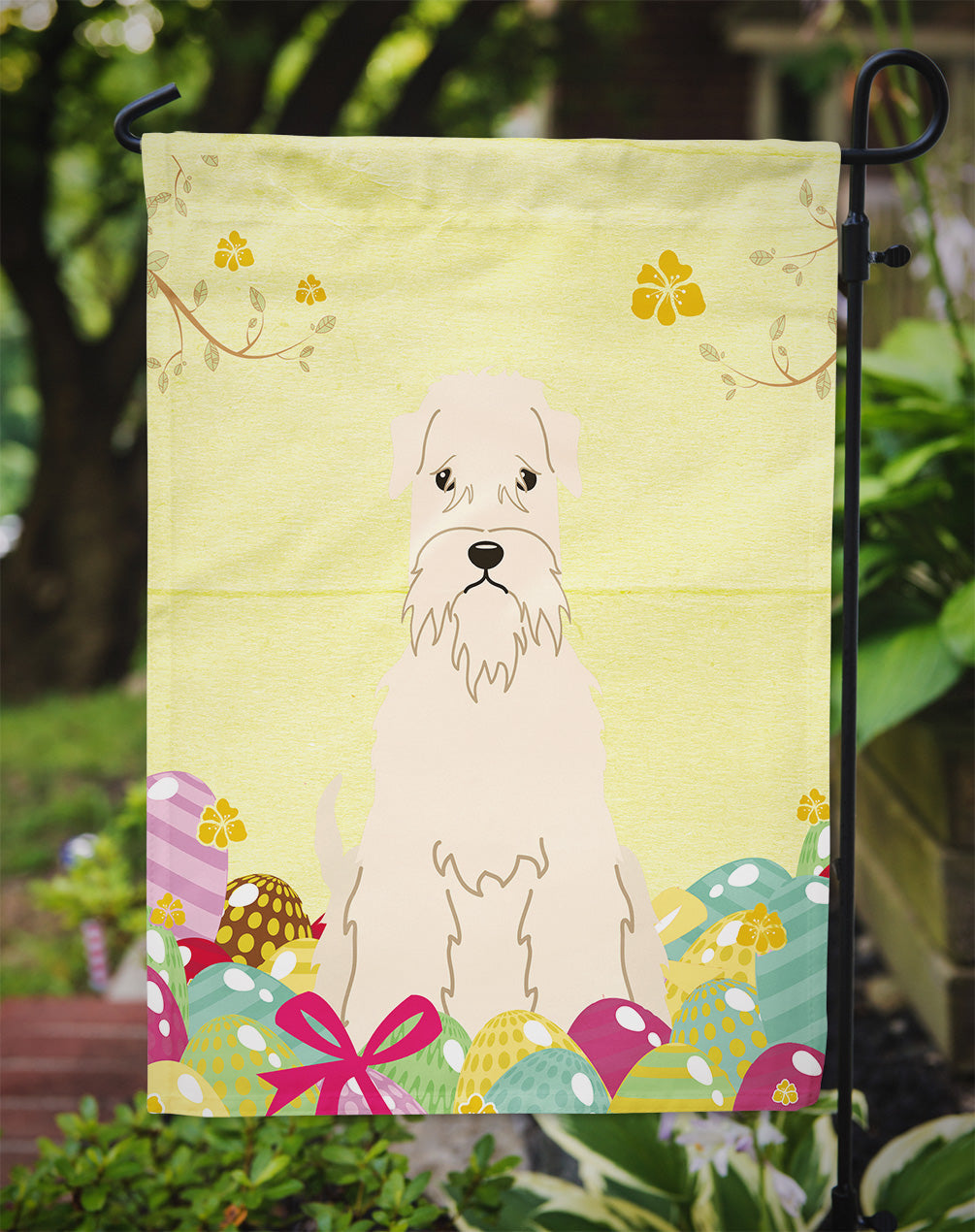 Easter Eggs Soft Coated Wheaten Terrier Garden Flag Mailbox Decorative Yard Banner Outside Patio Artwork for Flower Beds, Garden Size, Multicolor
