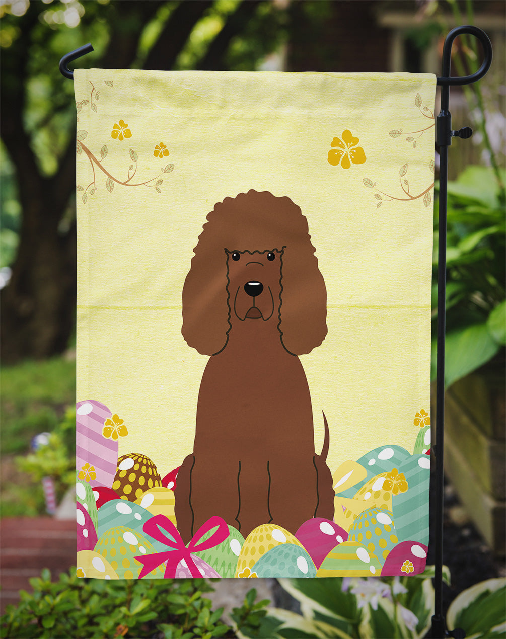 Easter Eggs Irish Water Spaniel Garden Flag Mailbox Decorative Yard Banner Outside Patio Artwork for Flower Beds, Garden Size, Multicolor