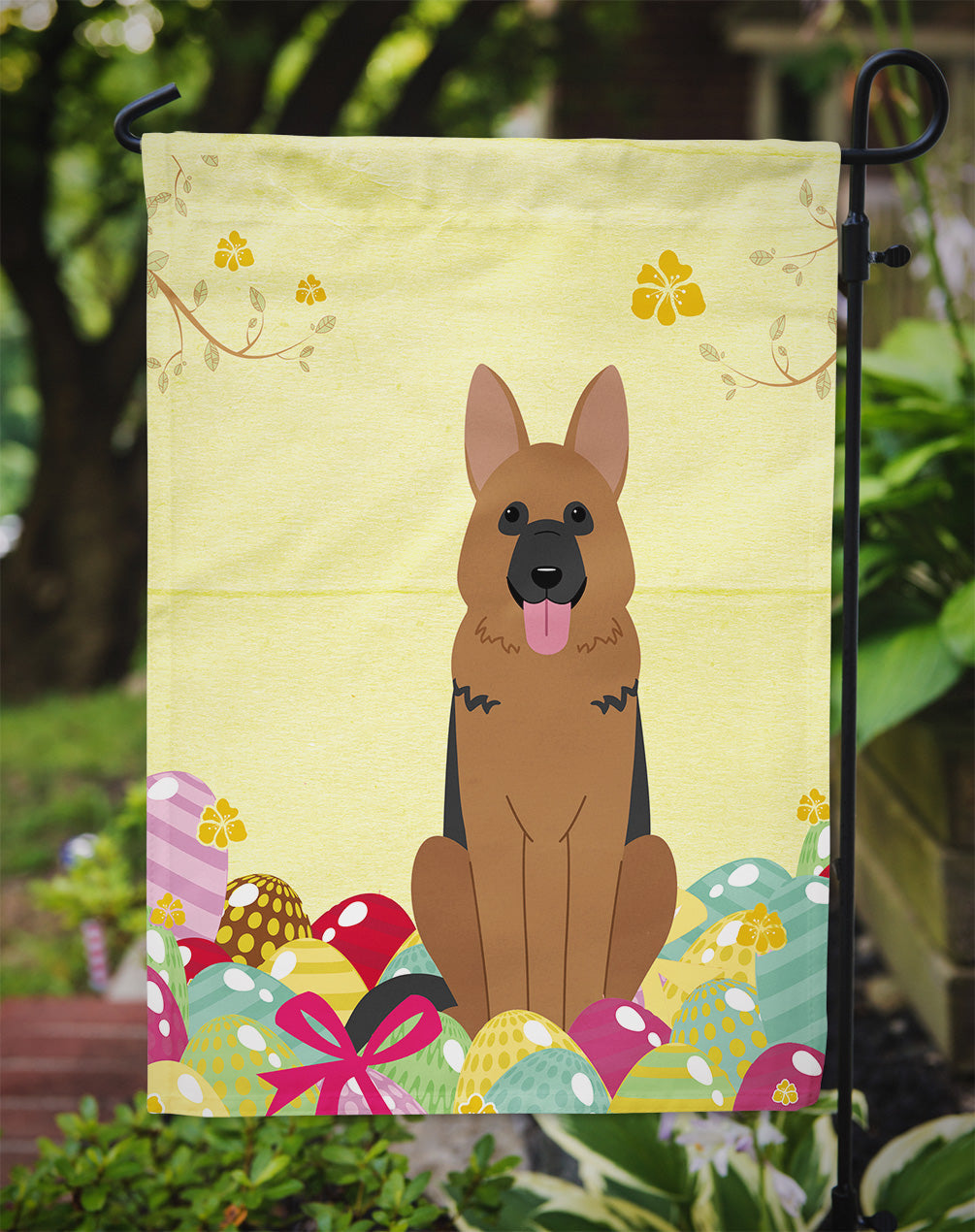 Easter Eggs German Shepherd Garden Flag Mailbox Decorative Yard Banner Outside Patio Artwork for Flower Beds, Garden Size, Multicolor