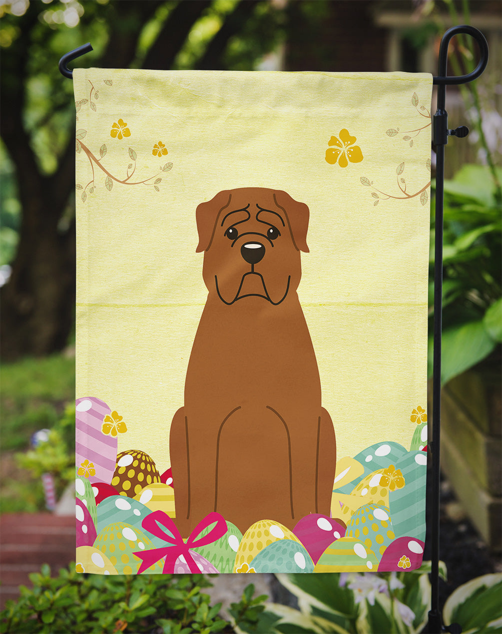 Easter Eggs Dogue de Bourdeaux Garden Flag Mailbox Decorative Yard Banner Outside Patio Artwork for Flower Beds, Garden Size, Multicolor