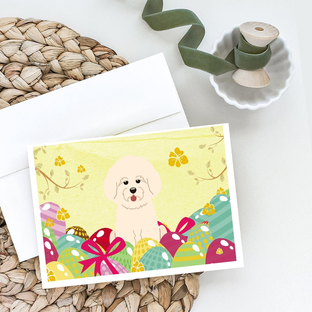 Easter Eggs Bichon Frise Greeting Cards Pack of 8 Blank Cards with Envelopes Whimsical A7 Size 5x7