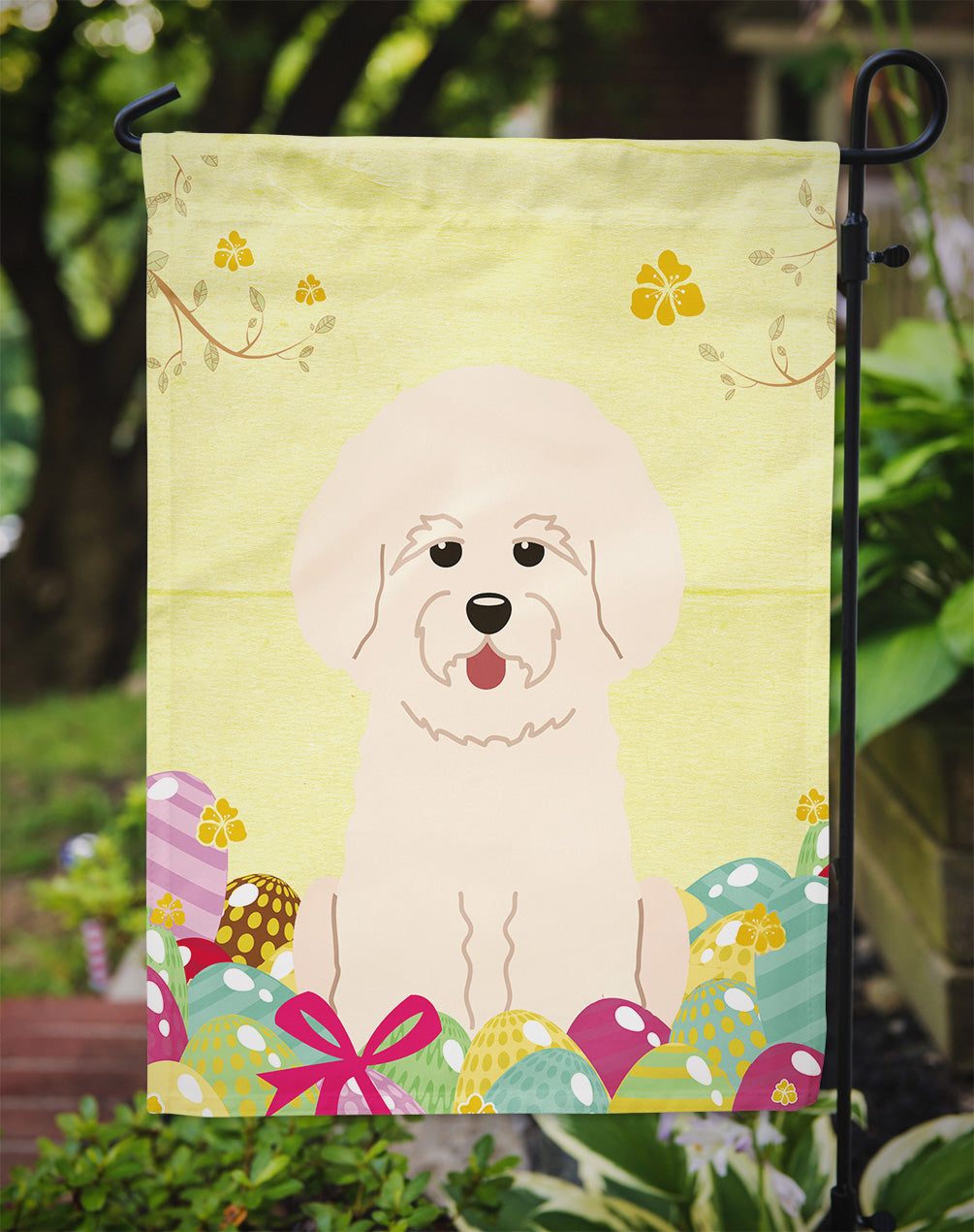 Easter Eggs Bichon Frise Garden Flag Mailbox Decorative Yard Banner Outside Patio Artwork for Flower Beds, Garden Size, Multicolor