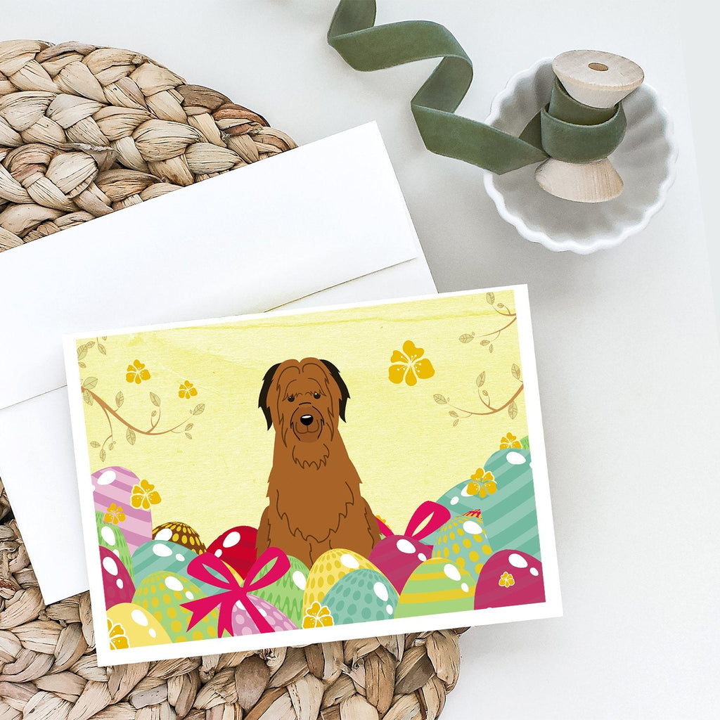 Easter Eggs Briard Brown Greeting Cards Pack of 8 Blank Cards with Envelopes Whimsical A7 Size 5x7