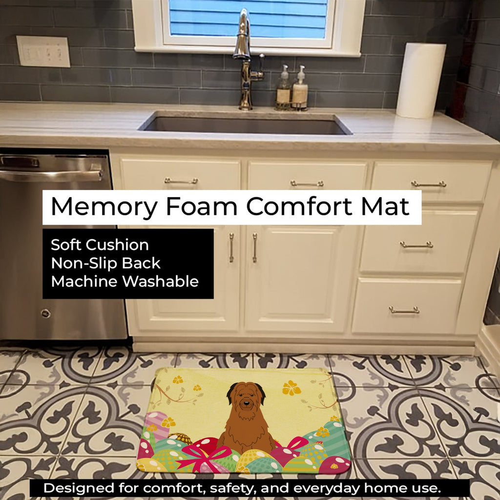 Easter Eggs Briard Brown Memory Foam Kitchen Mat Machine Washable Anti-Fatigue Cushion Comfort Bath or Kitchen Rug