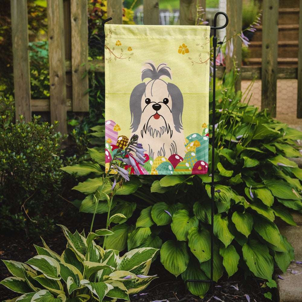 Easter Eggs Shih Tzu Silver White Garden Flag Mailbox Decorative Yard Banner Outside Patio Artwork for Flower Beds, Garden Size, Multicolor