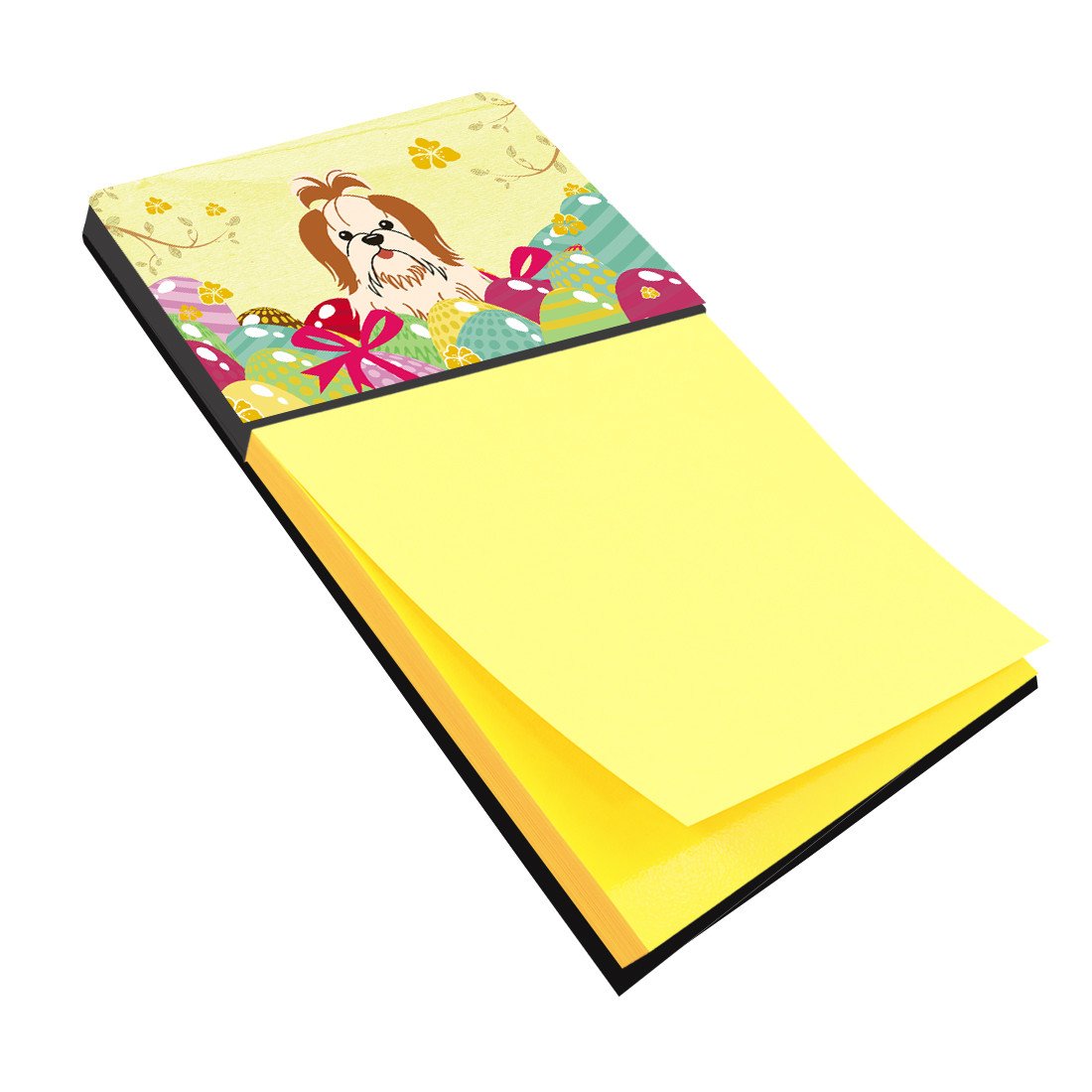 Easter Eggs Shih Tzu Red White Watercolor Sticky Note Holder Refillable Dispenser Desk Accessory 3x3 Pad Gift