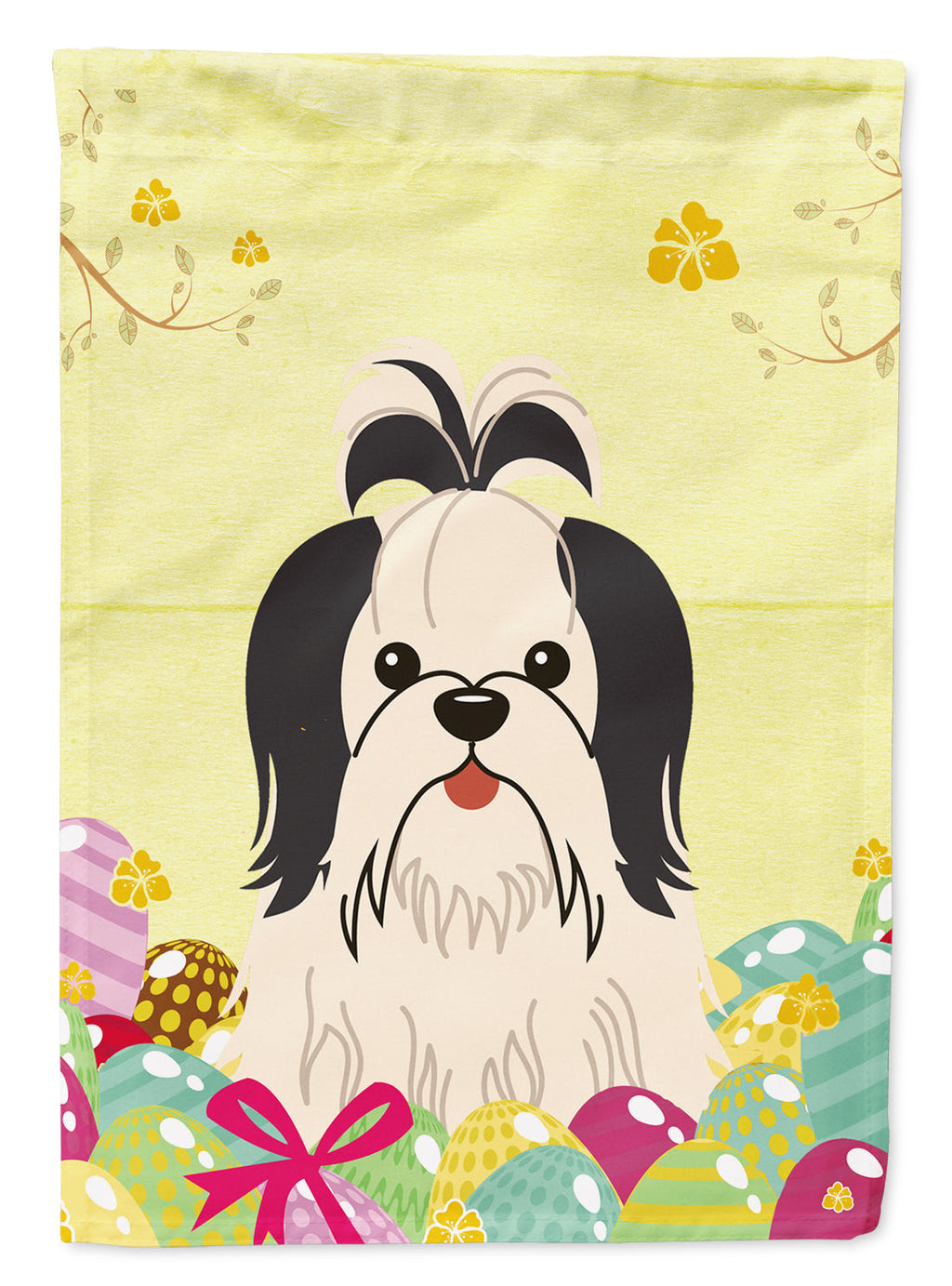Easter Eggs Shih Tzu Black White Garden Flag Mailbox Decorative Yard Banner Outside Patio Artwork for Flower Beds, Garden Size, Multicolor