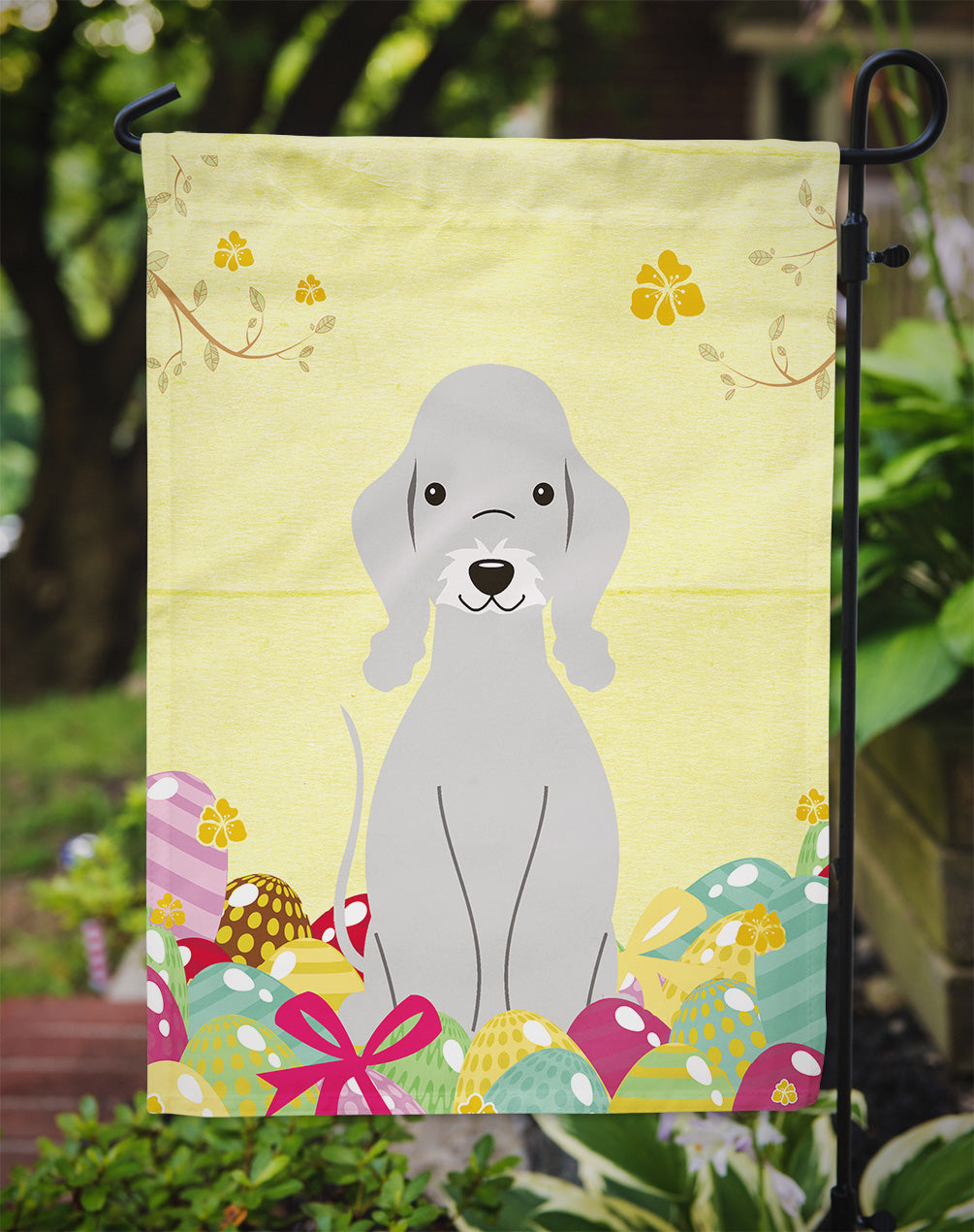 Easter Eggs Bedlington Terrier Blue Garden Flag Mailbox Decorative Yard Banner Outside Patio Artwork for Flower Beds, Garden Size, Multicolor