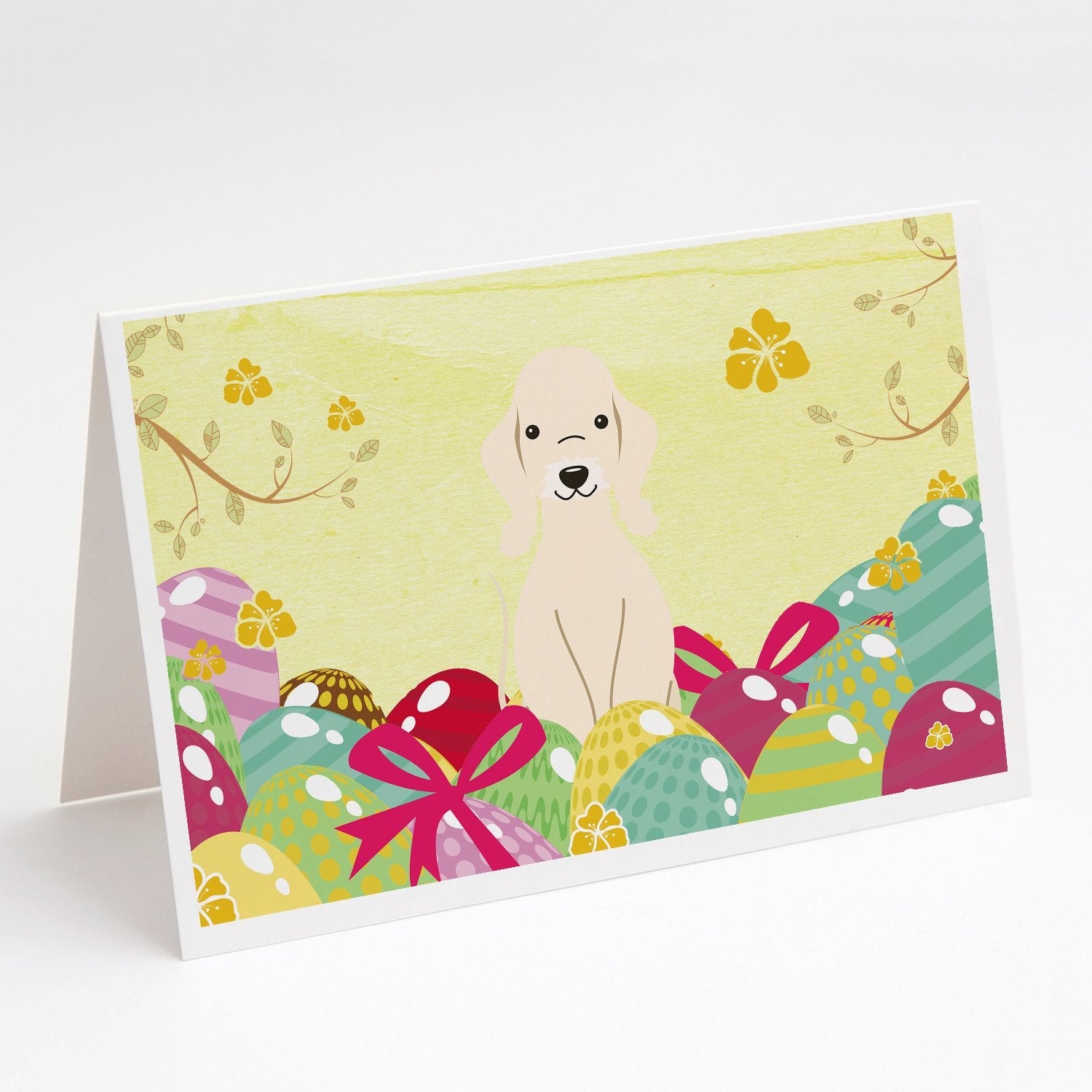 Easter Eggs Bedlington Terrier Sandy Greeting Cards Pack of 8 Blank Cards with Envelopes Whimsical A7 Size 5x7