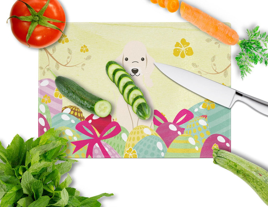 Easter Eggs Bedlington Terrier Sandy Cutting Board Tempered Glass Kitchen Cutting Surface, Heat Resistant Chopping, Non-Slip Feet, Food Prep & Serving