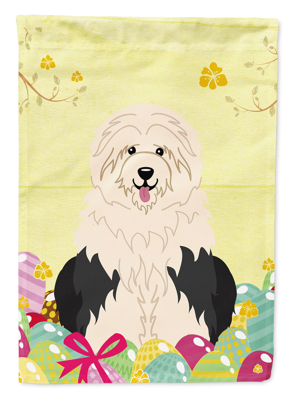 Easter Eggs Old English Sheepdog Garden Flag Mailbox Decorative Yard Banner Outside Patio Artwork for Flower Beds, Garden Size, Multicolor