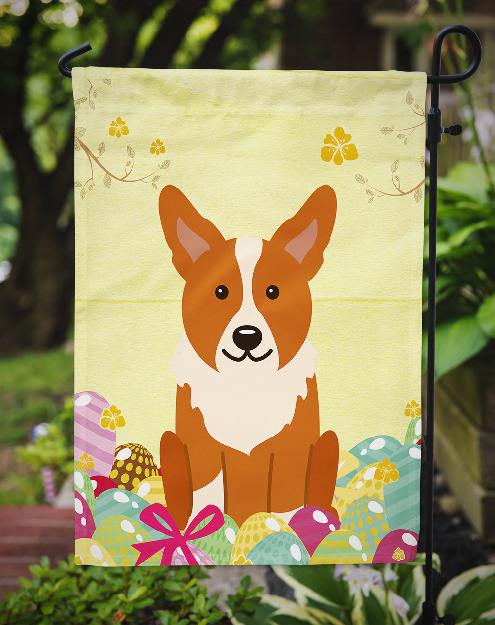 Easter Eggs Corgi Garden Flag Mailbox Decorative Yard Banner Outside Patio Artwork for Flower Beds, Garden Size, Multicolor