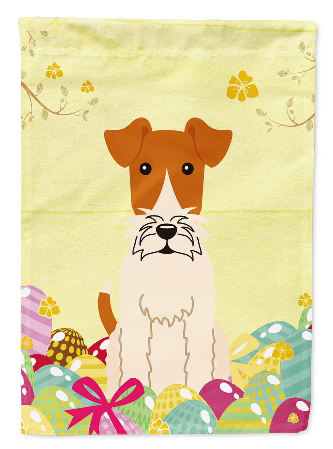 Easter Eggs Wire Fox Terrier Garden Flag Mailbox Decorative Yard Banner Outside Patio Artwork for Flower Beds, Garden Size, Multicolor