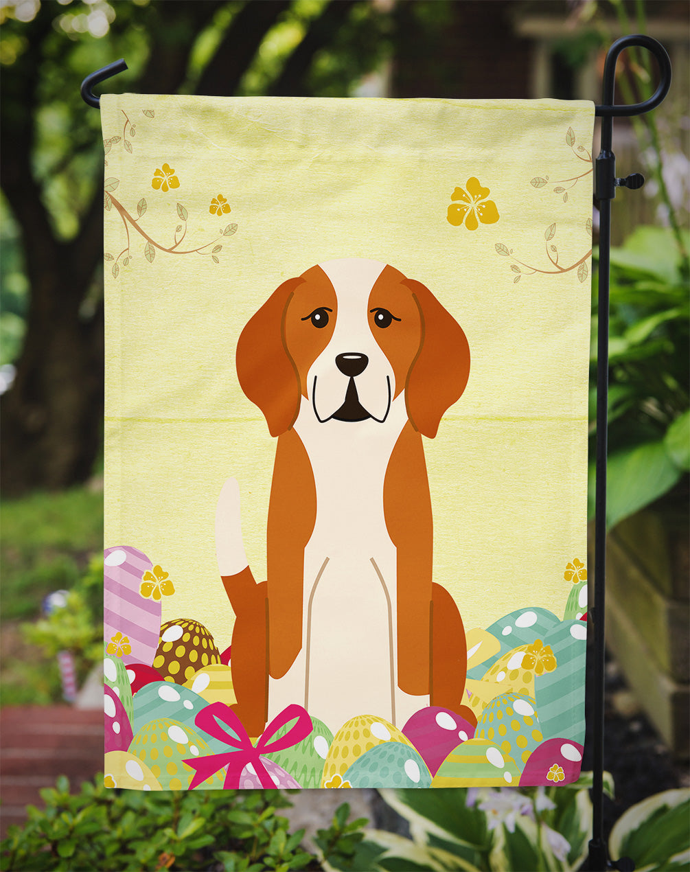 Easter Eggs English Foxhound Garden Flag Mailbox Decorative Yard Banner Outside Patio Artwork for Flower Beds, Garden Size, Multicolor