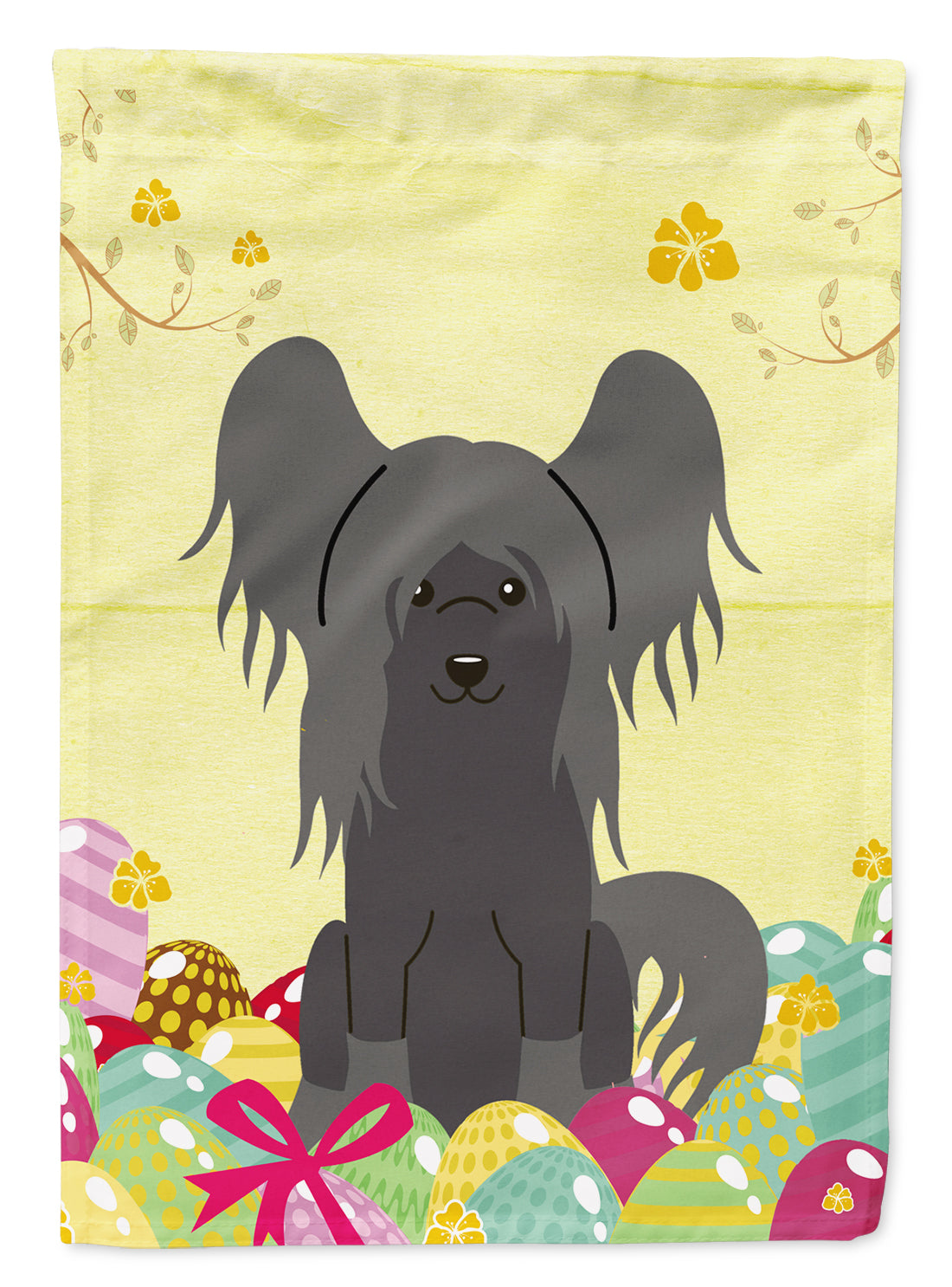 Easter Eggs Chinese Crested Black Garden Flag Mailbox Decorative Yard Banner Outside Patio Artwork for Flower Beds, Garden Size, Multicolor