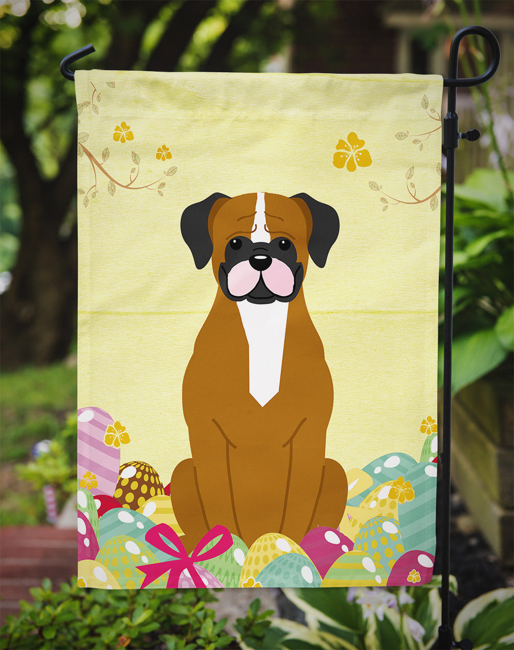 Easter Eggs Flashy Fawn Boxer Garden Flag Mailbox Decorative Yard Banner Outside Patio Artwork for Flower Beds, Garden Size, Multicolor