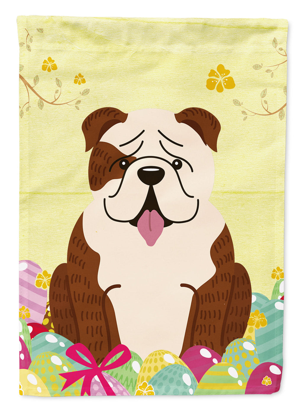 Easter Eggs English Bulldog Brindle White Garden Flag Mailbox Decorative Yard Banner Outside Patio Artwork for Flower Beds, Garden Size, Multicolor
