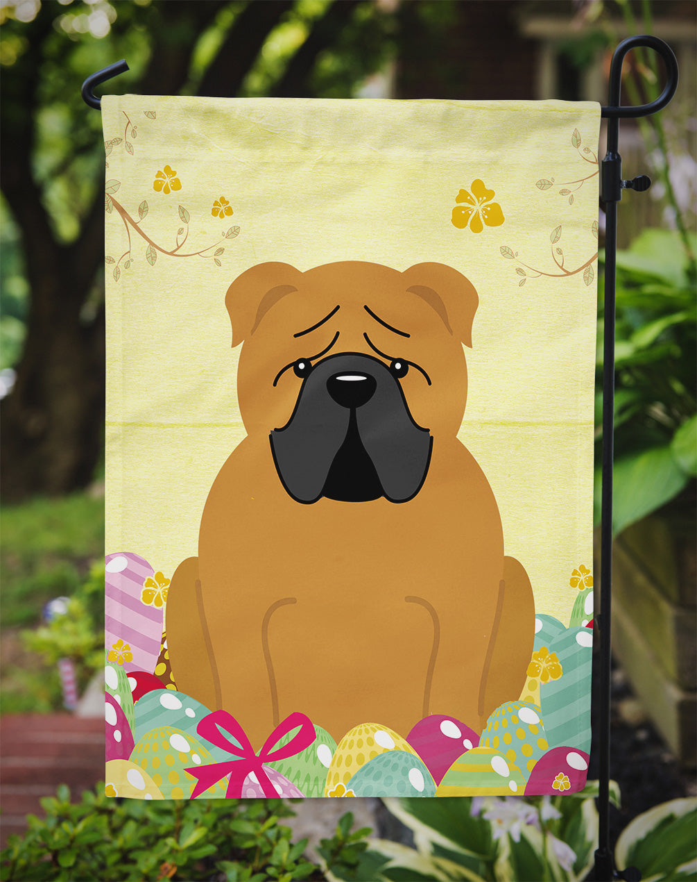 Easter Eggs English Bulldog Red Garden Flag Mailbox Decorative Yard Banner Outside Patio Artwork for Flower Beds, Garden Size, Multicolor