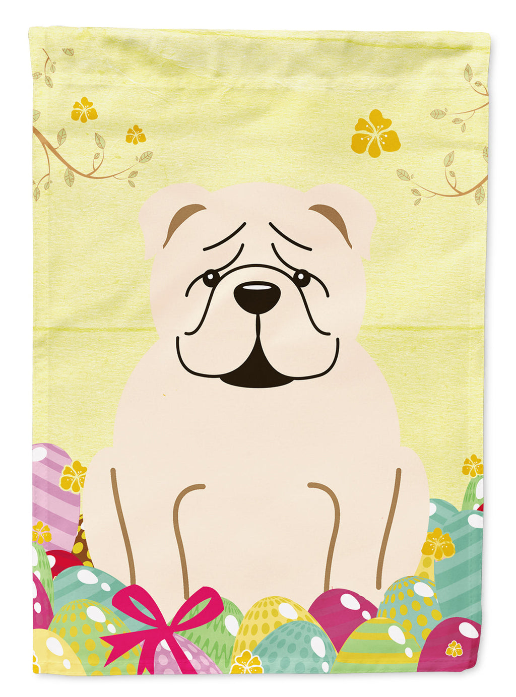Easter Eggs English Bulldog White Garden Flag Mailbox Decorative Yard Banner Outside Patio Artwork for Flower Beds, Garden Size, Multicolor