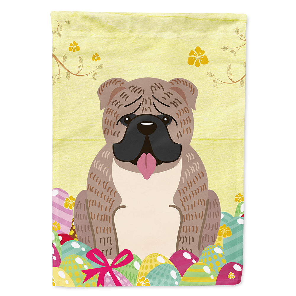 Easter Eggs English Bulldog Grey Brindle House Flag 28x40 Porch Sleeve Pole Decorative Outside Yard Banner Artwork Wall Hanging, Polyester
