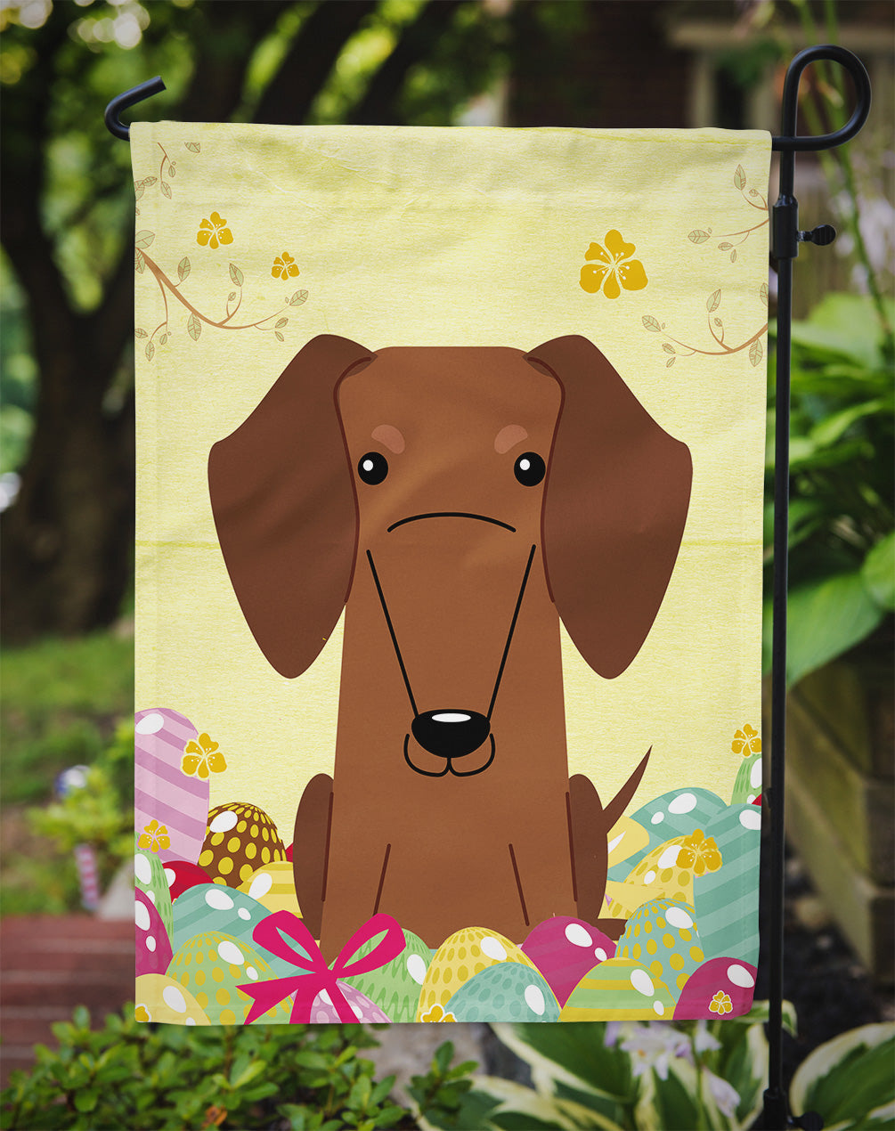 Easter Eggs Dachshund Red Brown Garden Flag Mailbox Decorative Yard Banner Outside Patio Artwork for Flower Beds, Garden Size, Multicolor