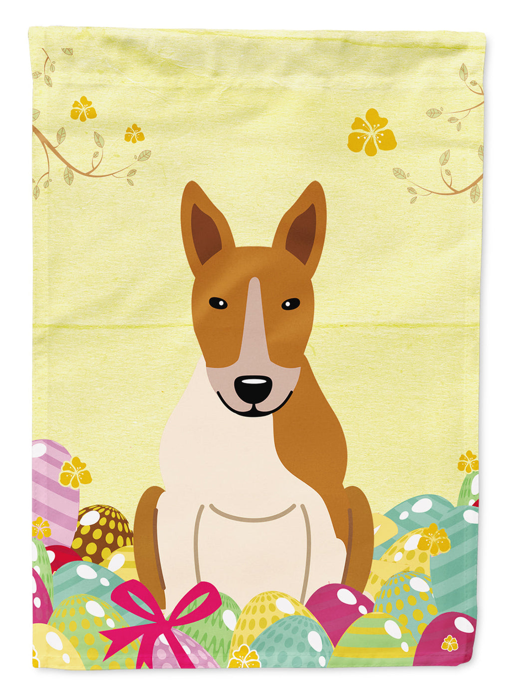 Easter Eggs Bull Terrier Red White Garden Flag Mailbox Decorative Yard Banner Outside Patio Artwork for Flower Beds, Garden Size, Multicolor