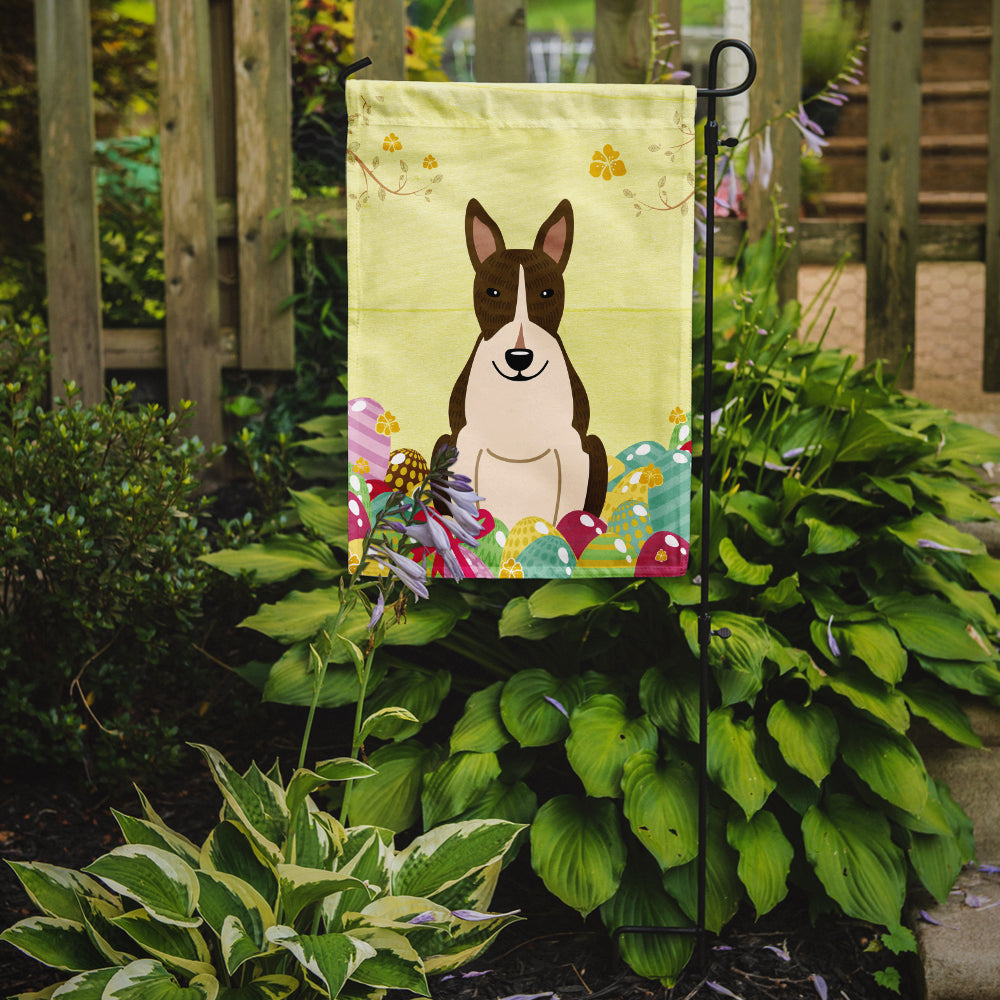Easter Eggs Bull Terrier Dark Brindle Garden Flag Mailbox Decorative Yard Banner Outside Patio Artwork for Flower Beds, Garden Size, Multicolor