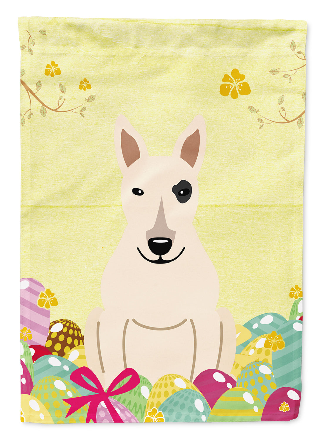 Easter Eggs Bull Terrier White Garden Flag Mailbox Decorative Yard Banner Outside Patio Artwork for Flower Beds, Garden Size, Multicolor