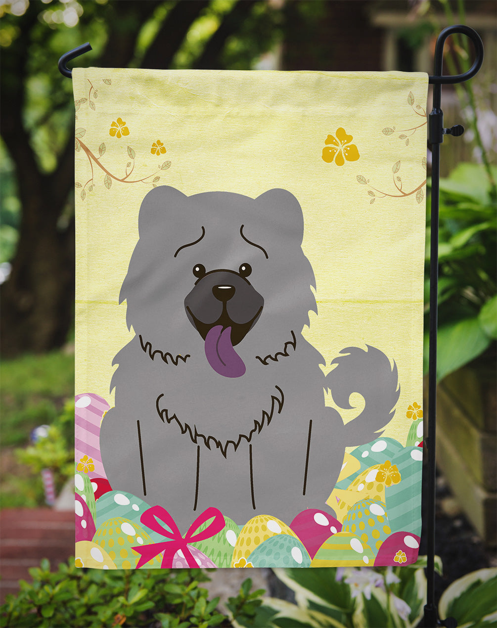 Easter Eggs Chow Chow Blue Garden Flag Mailbox Decorative Yard Banner Outside Patio Artwork for Flower Beds, Garden Size, Multicolor