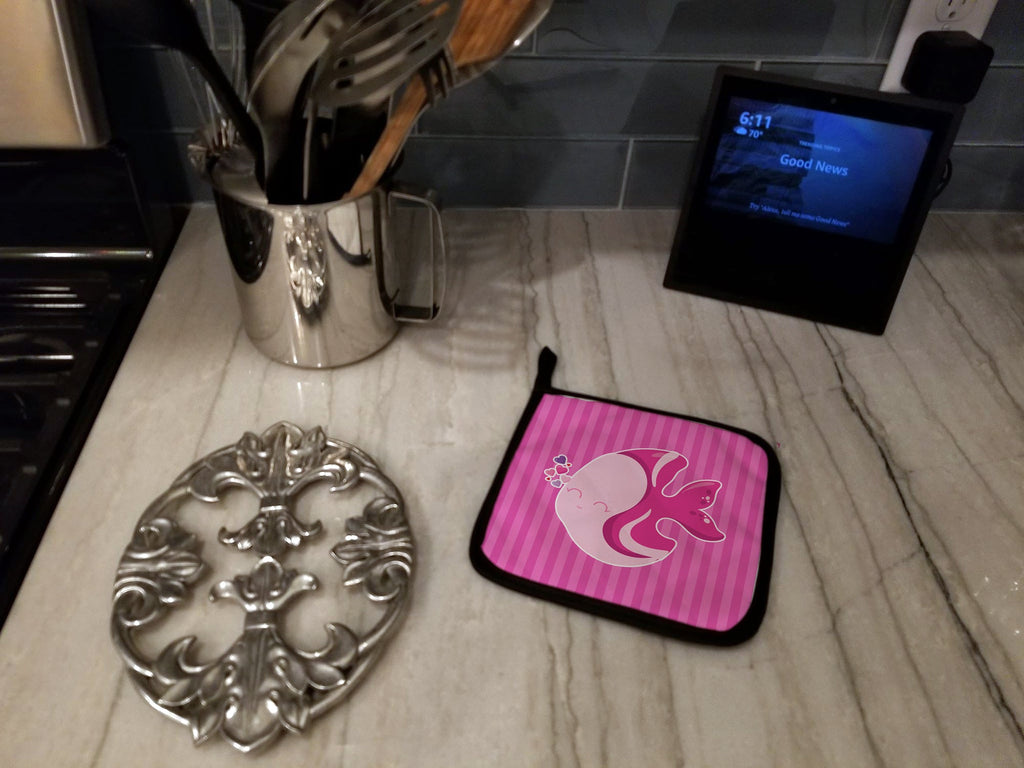 Pink Fish Pot Holder Set of 2 | Quilted Hot Pads