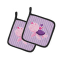 Pink and Purple Turtle Pot Holder Set of 2 | Quilted Hot Pads