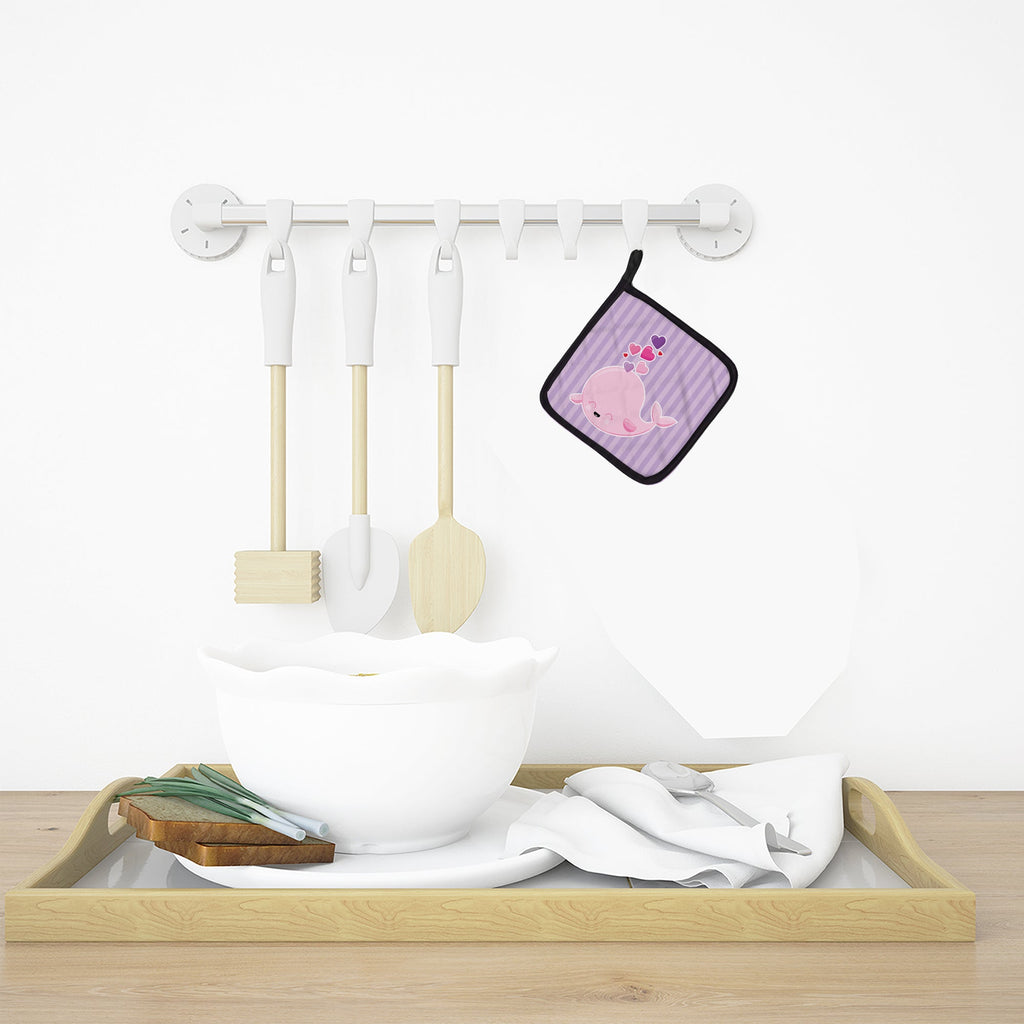 Pink Whale Pot Holder Set of 2 | Quilted Hot Pads