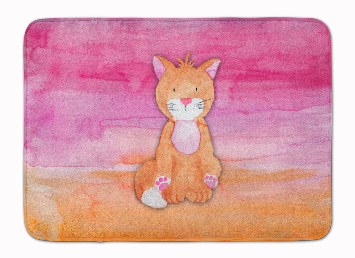 Orange Cat Watercolor Memory Foam Kitchen Mat Machine Washable Anti-Fatigue Cushion Comfort Bath or Kitchen Rug