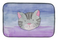 Cat Face Watercolor Dish Drying Mat Absorbent Dish Drying Mat Pad for Kitchen Counter Dish Drainer Mat for Countertop, 14 x 21", Multicolor