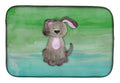 Dog Teal and Green Watercolor Dish Drying Mat Absorbent Dish Drying Mat Pad for Kitchen Counter Dish Drainer Mat for Countertop, 14 x 21", Multicolor