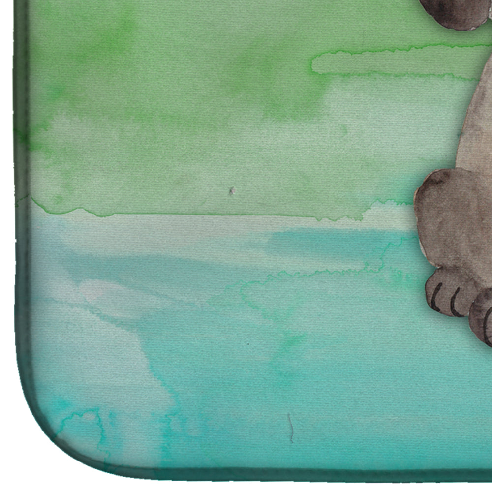 Dog Teal and Green Watercolor Dish Drying Mat Absorbent Dish Drying Mat Pad for Kitchen Counter Dish Drainer Mat for Countertop, 14 x 21", Multicolor