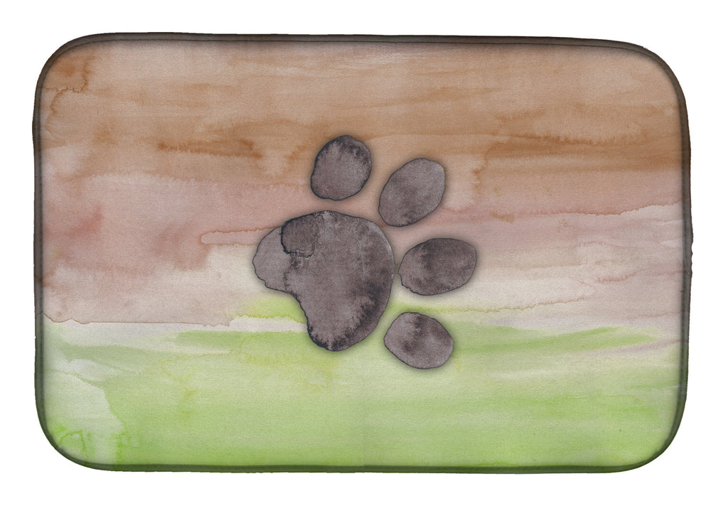 Dog Paw Watercolor Dish Drying Mat Absorbent Dish Drying Mat Pad for Kitchen Counter Dish Drainer Mat for Countertop, 14 x 21", Multicolor